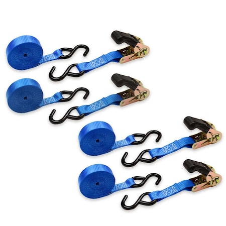 Dc Cargo Four 1inx15' Cargo Ratchet Strap Tiedown W/ S Hooks, 4PK 15RSVS-4